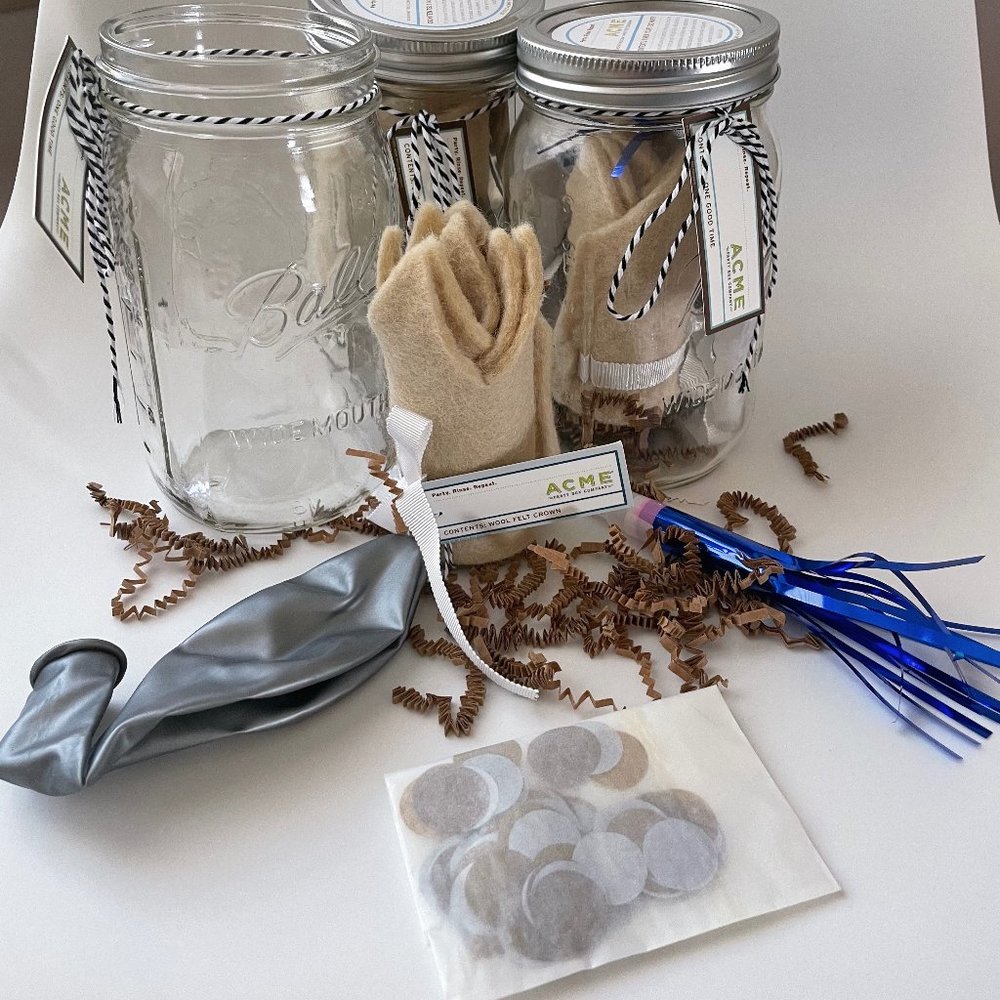 Anthropologie LOT of 3 Mason Jars New Year's Eve Party Accessories By Acme